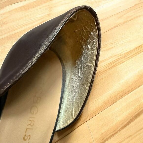 Y2K BCBG Girls Brown Pumps Heels 8.5 Bow Pointed Toe Snakeskin - Picture 6 of 6